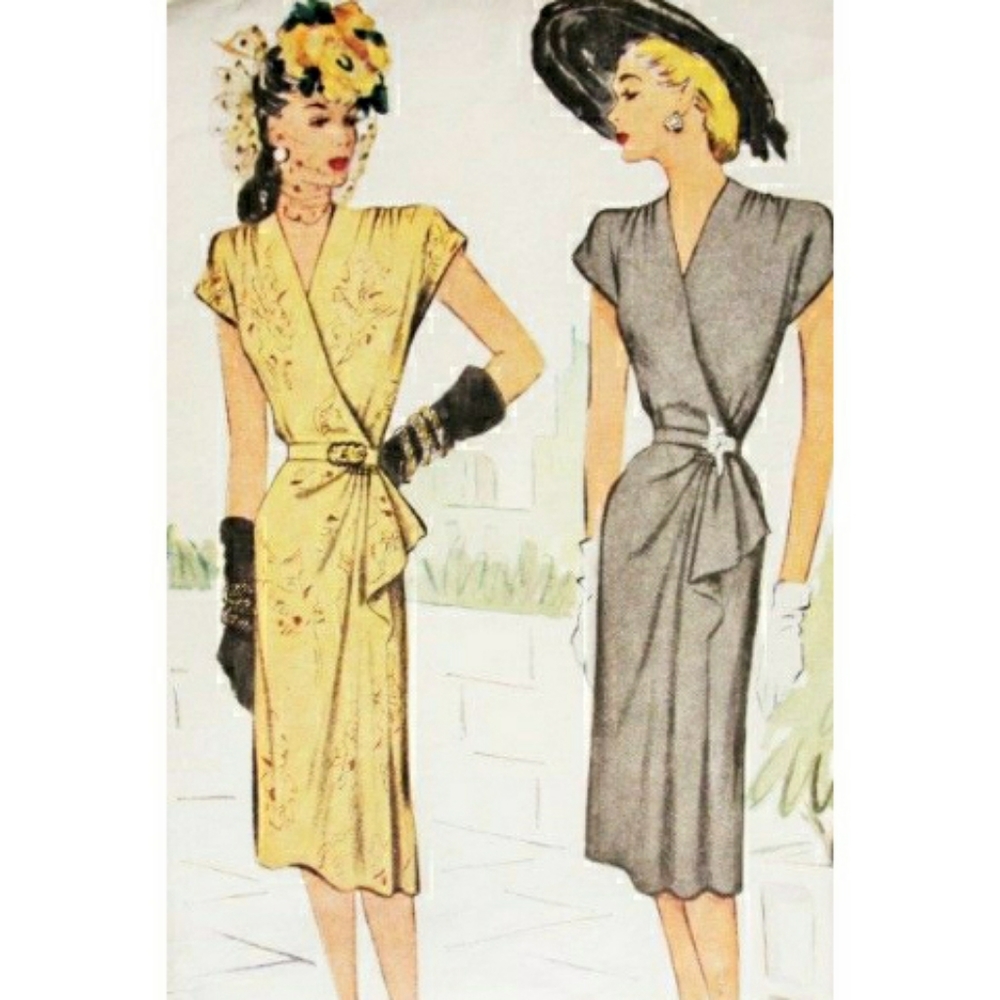 Vintage 1940's Wrap Dress Size Medium - Picture 6 of 7